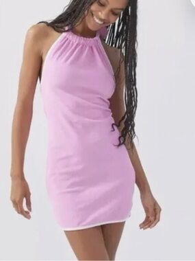 Urban Outfitters Jeanne Terrycloth Halter Dress Pink Mini NWT M